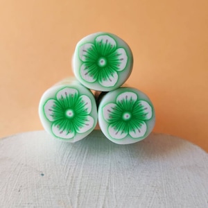 Polymer clay flower cane, Green cane, Raw polymer clay cane, Unbaked polymer clay, Supplies jewelers millefiori polymer clay cane.
