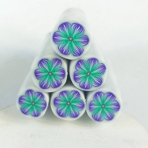 Polymer clay flower cane, lilac and green cane, raw polymer clay cane, unbaked polymer clay, supplies jewelers millefiori polymer clay cane. image 3