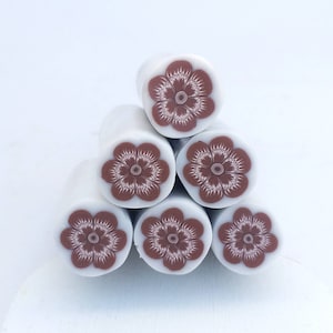 Polymer clay flower cane, Bronw cane, raw polymer clay cane, unbaked polymer clay, supplies jewelers millefiori polymer clay cane.