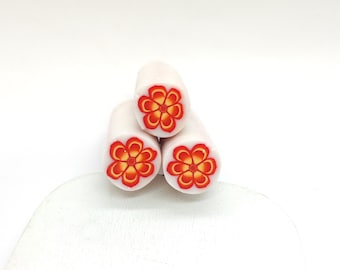 Polymer clay flower cane, orange cane, raw polymer clay cane, Unbaked polymer clay, supplies jewelers millefiori polymer clay cane