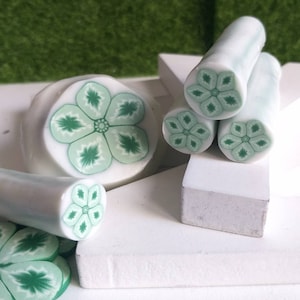 Polymer clay flower cane, Green cane, Raw polymer clay cane, Unbaked polymer clay, Supplies jewelers millefiori polymer clay cane.