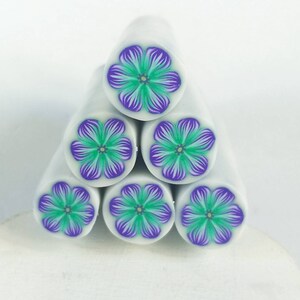 Polymer clay flower cane, lilac and green cane, raw polymer clay cane, unbaked polymer clay, supplies jewelers millefiori polymer clay cane. image 4
