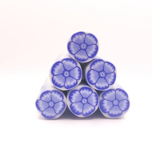 Polymer clay flower cane, Blue flower  cane, Raw polymer clay cane, Unbaked polymer clay, Supplies jewelers millefiori polymer clay cane