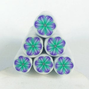 Polymer clay flower cane, lilac and green cane, raw polymer clay cane, unbaked polymer clay, supplies jewelers millefiori polymer clay cane. image 1