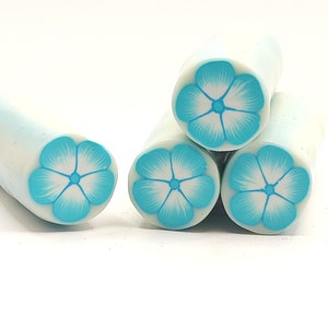 Polymer clay flower cane,  Blue flower cane, Raw polymer clay cane, Unbaked polymer clay, Supplies jewelers millefiori polymer clay cane.