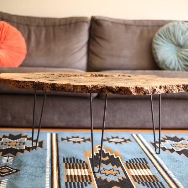 Spalted Oak Limb Burl Live Edge Coffee Table