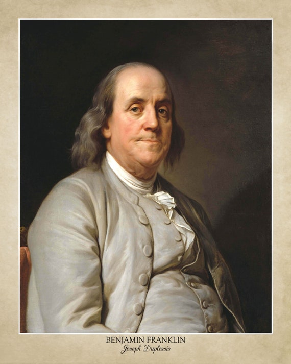 Benjamin Franklin Portrait by Joseph Duplessis 18x24 Print on