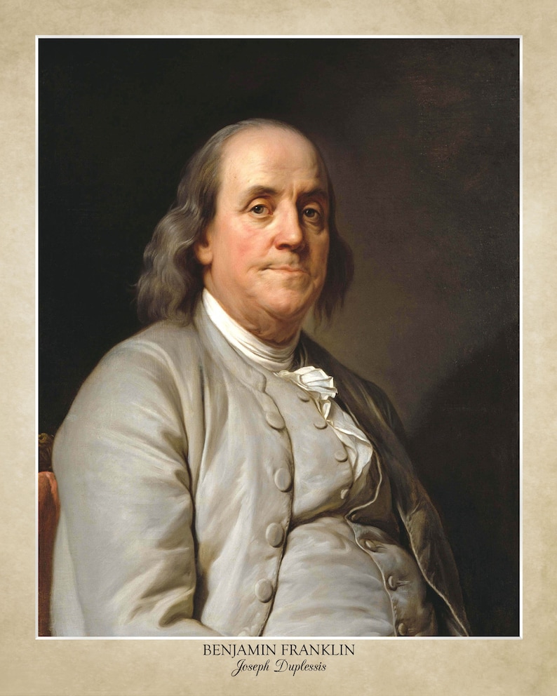 Benjamin Franklin portrait by Joseph Duplessis 18x24 print on premium photo paper does not include frame image 2