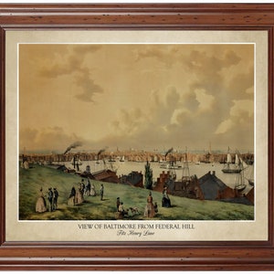View of Baltimore by Fitz Henry Lane (1850); 18x24&quot; print displaying the artist&#39;s name and title of painting (frame not included)