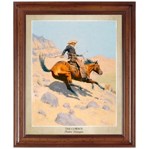 The Cowboy by Frederic Remington (1902); 18x24&quot; print displaying the artist&#39;s name and title of painting (does not include frame)