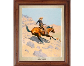 The Cowboy by Frederic Remington (1902); 18x24" print displaying the artist's name and title of painting (does not include frame)