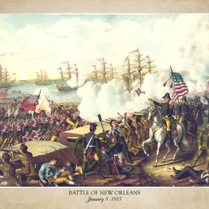 Battle of New Orleans 1815 18x24 print displaying the artist's name and title of painting does not include frame image 2