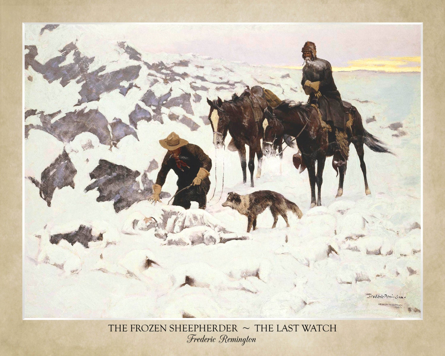 The Frozen Sheepherder - the Last Watch by Frederic Remington 