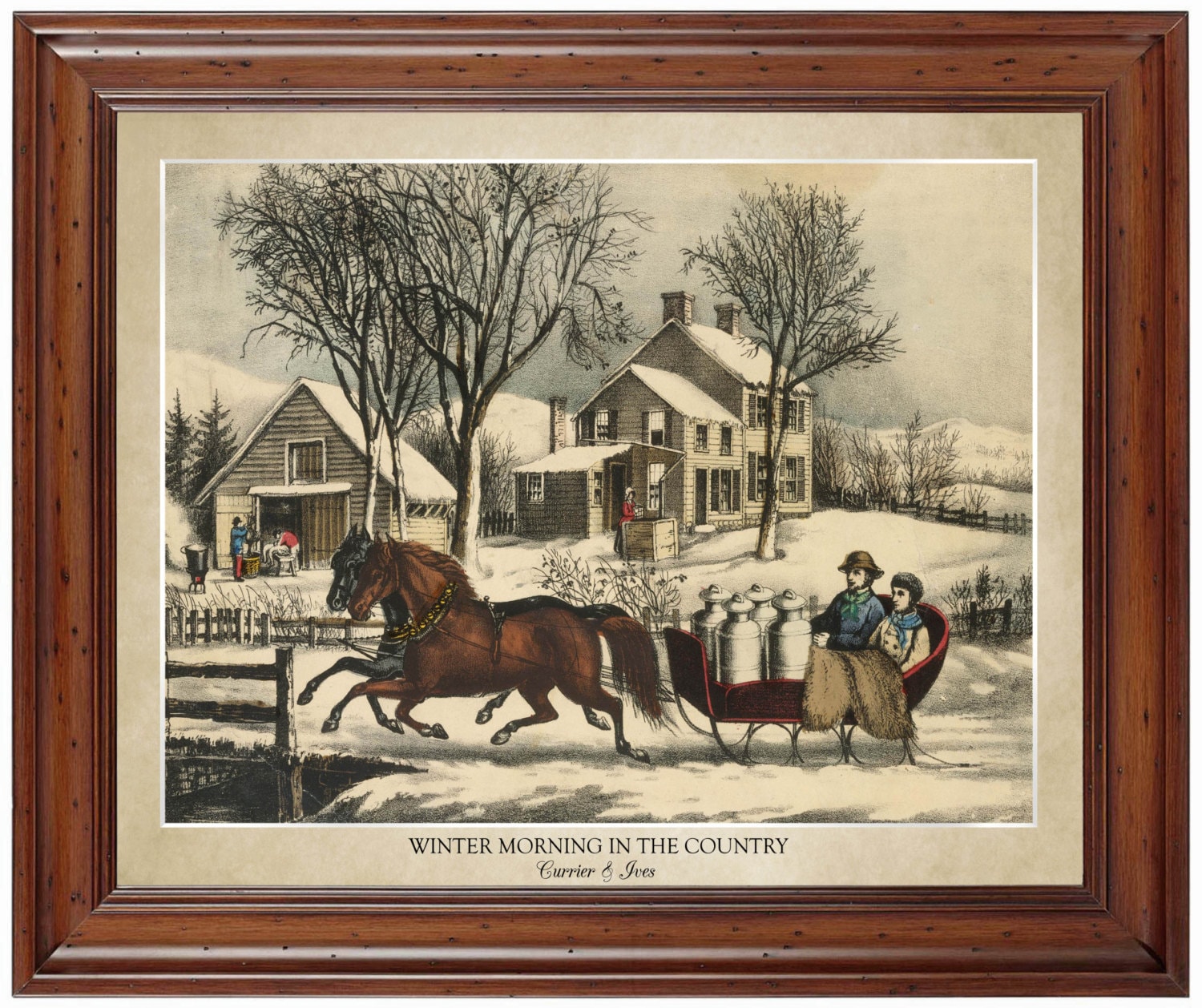 Winter Morning in the Country Lithograph by Currier & Ives 18x24 Print