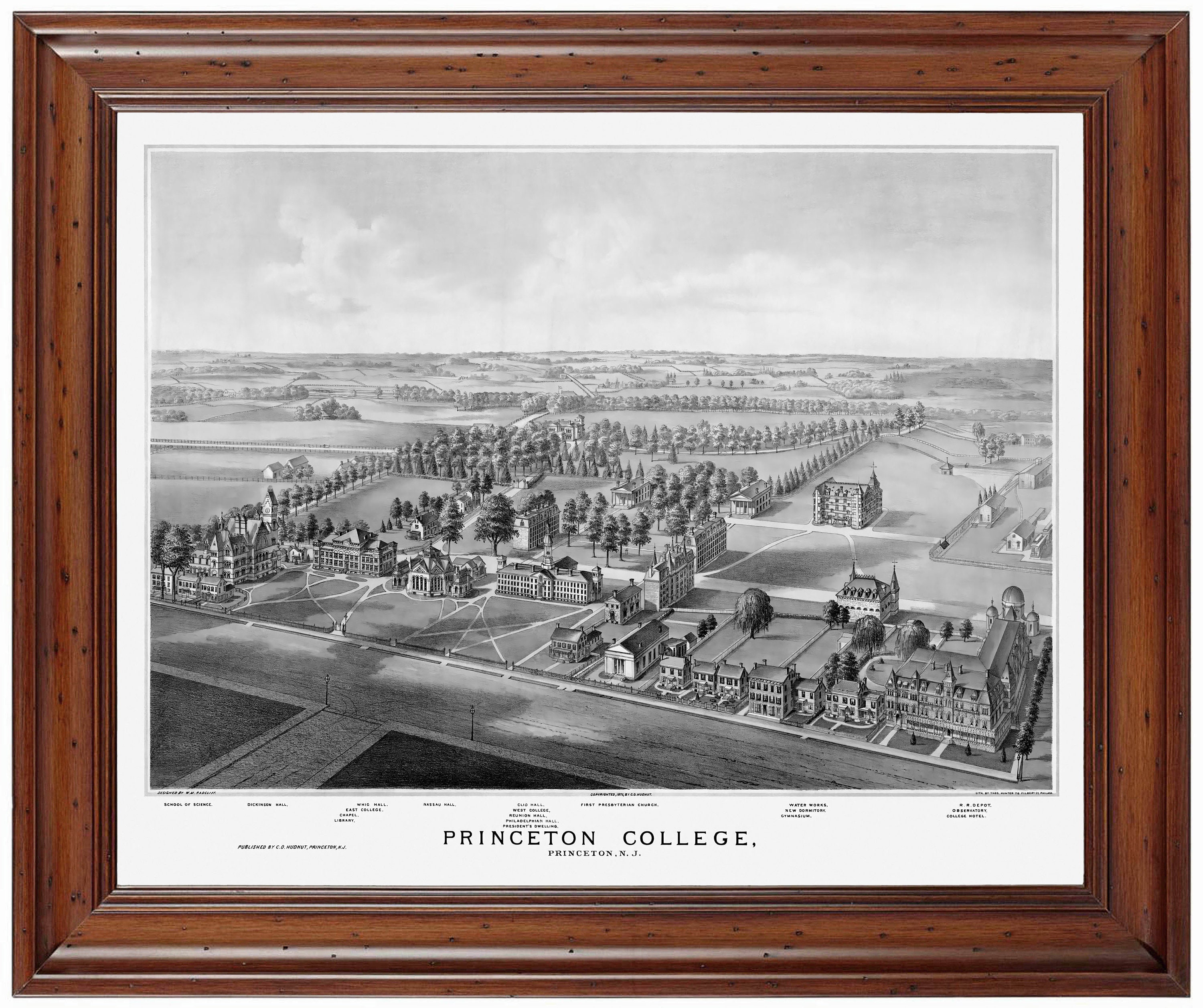 Princeton College 1875; 18x24" print showing title of artwork (does not include frame)