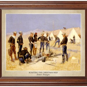 Roasting the Christmas Beef in a Cavalry Camp by Frederic Remington (1900); 18x24&quot; print (does not include frame)