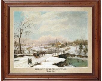 Philadelphia Winter Landscape by Thomas Birch (1847); 18x24" print displaying the artist's name and painting title (does not include frame)