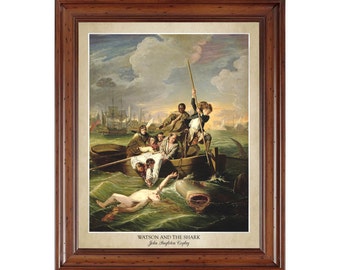 Watson and the Shark by John Singleton Copley (1778); 18x24" print showing the artist's name and title of painting (does not include frame)