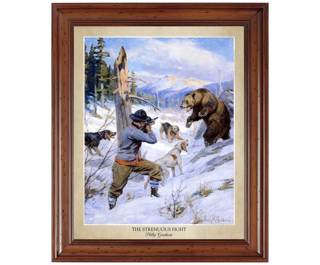 The Strenuous Fight by Philip Goodwin 18x24 Print Displaying the Artist