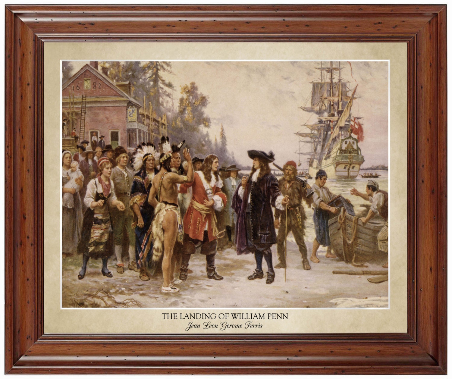 The Landing Of William Penn By Jean Leon Gerome Ferris 16x20 Etsy