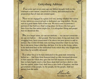 Gettysburg Address by Abraham Lincoln 18x24 Print does - Etsy