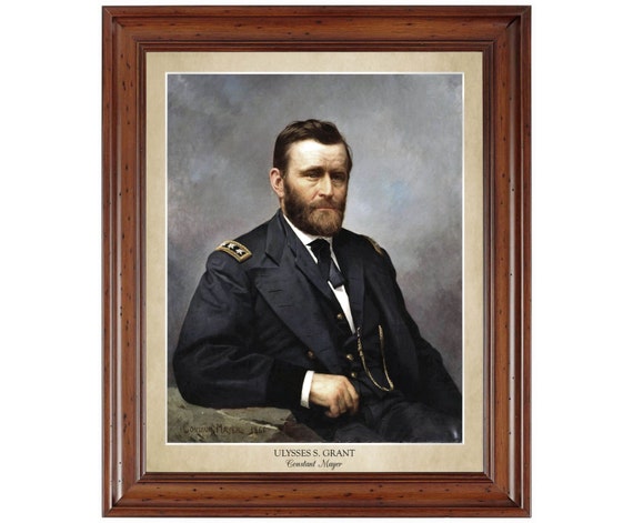 Portrait of Ulysses S Grant by Thulstrup Framed Civil War Painting on canvas
