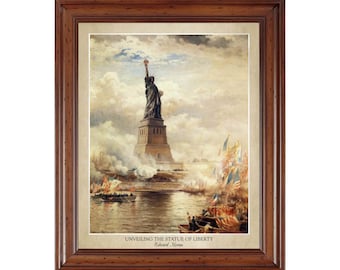 Unveiling the Statue of Liberty by Edward Moran (1886), 18x24" print shows the artist's name and title of painting (does not include frame)