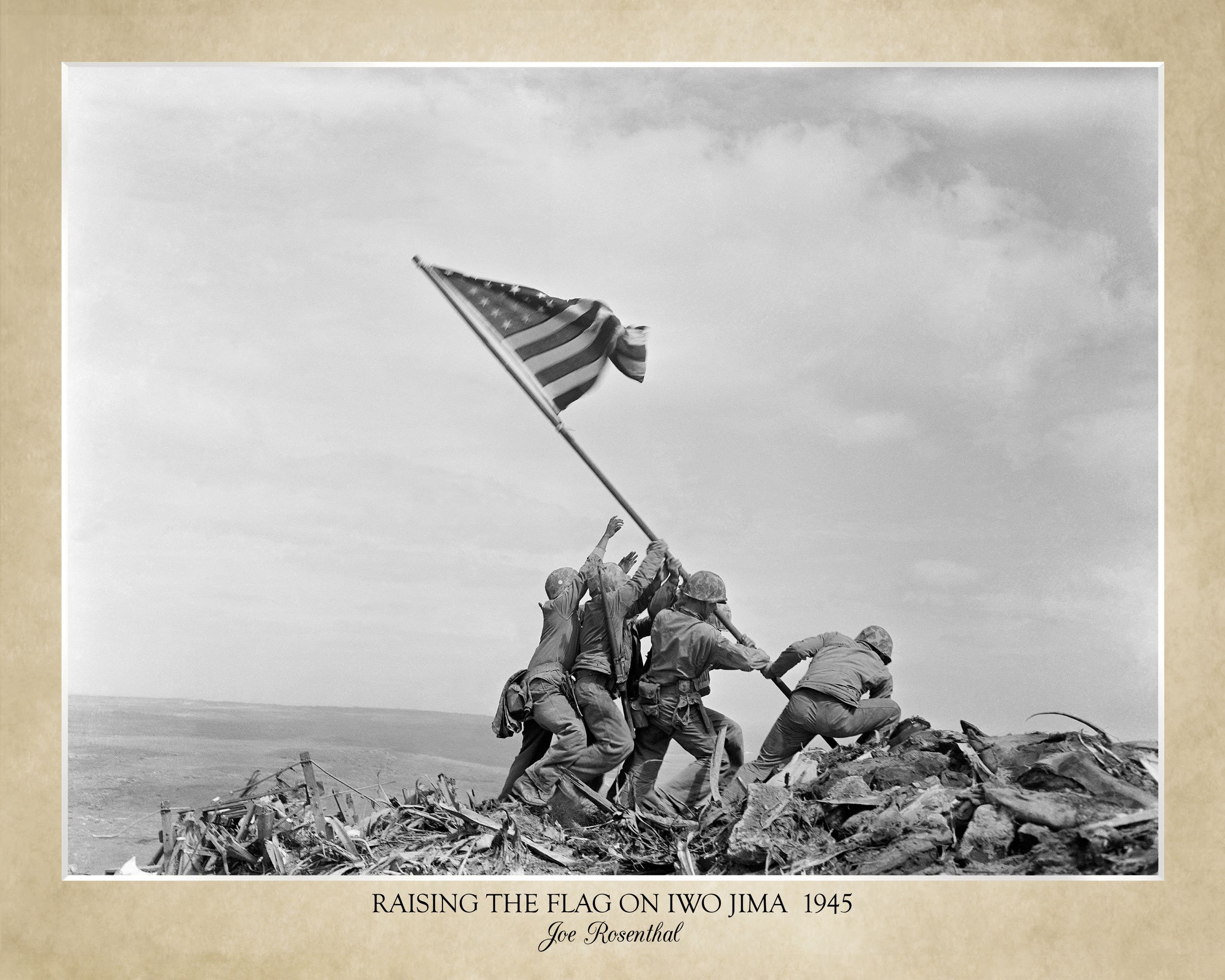 Raising the Flag on Iwo Jima, Joe Rosenthal (1945); 18x24