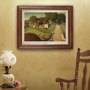 The Birthplace of Herbert Hoover by Grant Wood 18x24 print displaying the artist's name and title of the painting does not include frame image 3