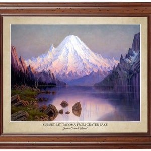 Sunset, Mt. Tacoma [Rainier] from Crater Lake by James Everett Stuart (1893); 18x24" print (does not include frame)