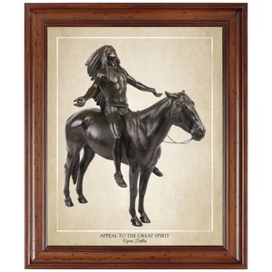 Appeal to the Great Spirit; 18x24&quot; print depicting a sculpture by Cyrus Dallin (does not include frame)