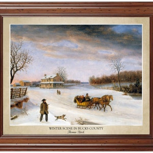 Winter Scene in Bucks County by Thomas Birch (1846); 18x24&quot; print displaying artist&#39;s name and title of painting (does not include frame)