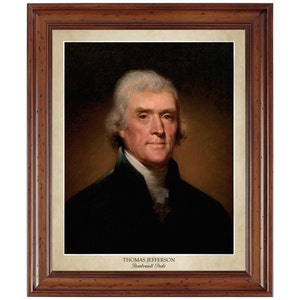 Thomas Jefferson portrait by Rembrandt Peale; 18x24&quot; print on premium photo paper (does not include frame)