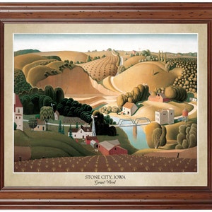 Stone City, Iowa by Grant Wood; 18x24" print displaying the artist's name and title of painting (does not include frame)