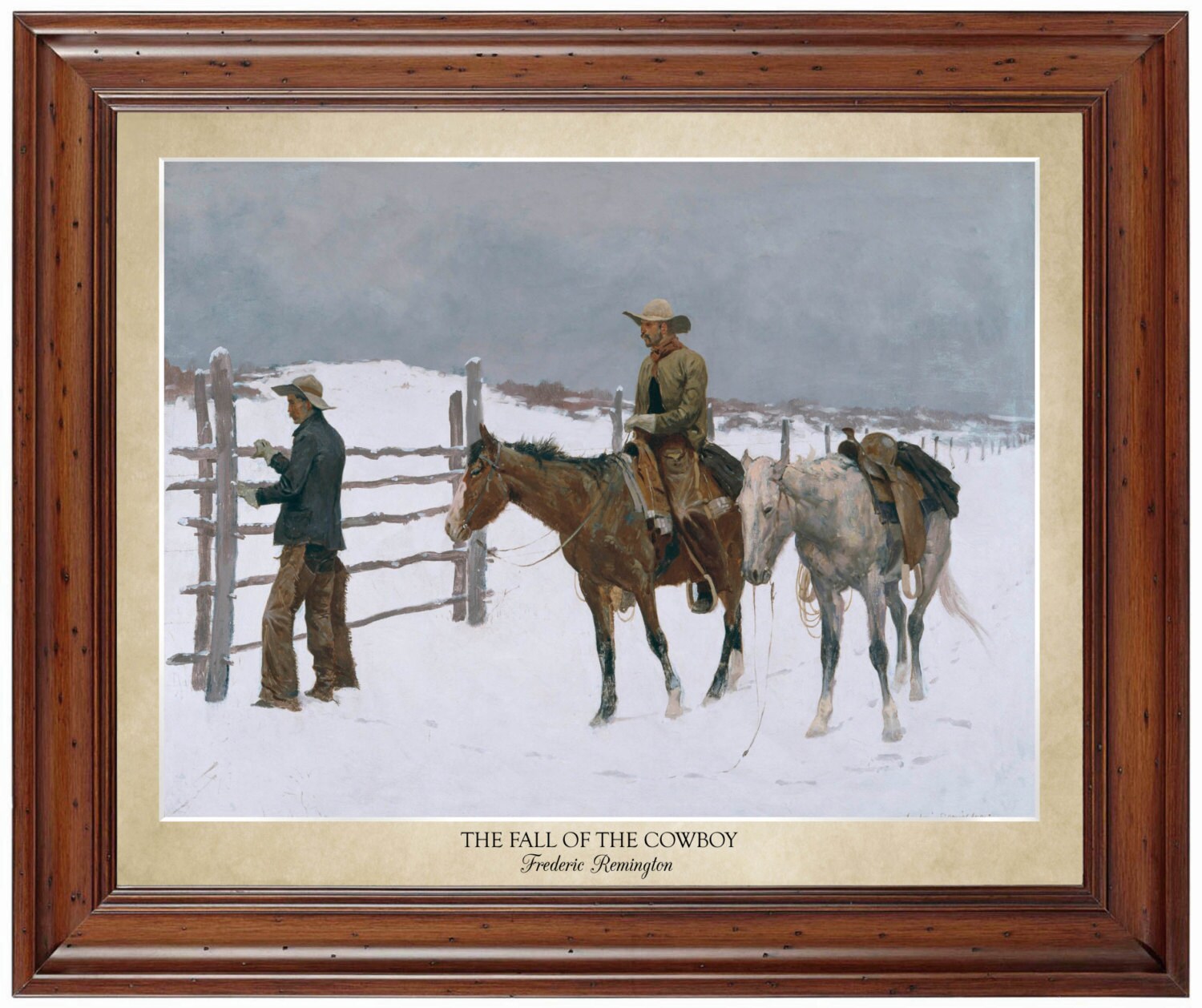 The Fall of the Cowboy by Frederic Remington (1895); 18x24" print displaying the artist name and title of painting (does not include frame)