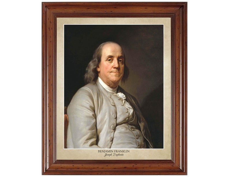 Benjamin Franklin portrait by Joseph Duplessis 18x24 print on premium photo paper does not include frame image 1