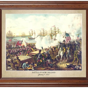 Battle of New Orleans (1815); 18x24&quot; print displaying the artist&#39;s name and title of painting (does not include frame)