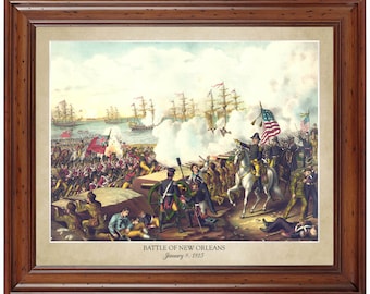 Battle of New Orleans (1815); 18x24" print displaying the artist's name and title of painting (does not include frame)