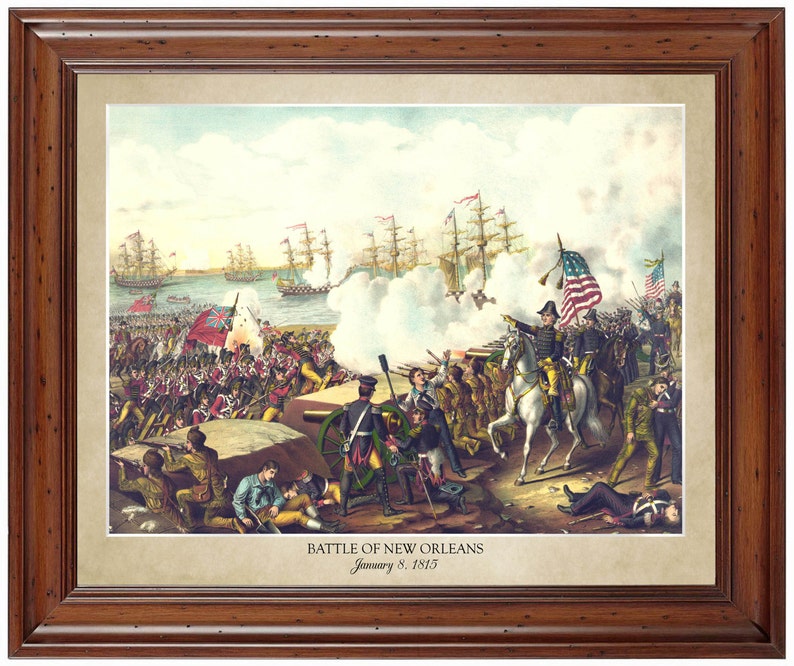 Battle of New Orleans 1815 18x24 print displaying the artist's name and title of painting does not include frame image 1