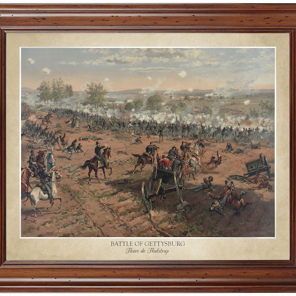 Battle of Gettysburg by Thure de Thulstrup (1887); 18x24" print displaying the artist's name and title of painting (does not include frame)