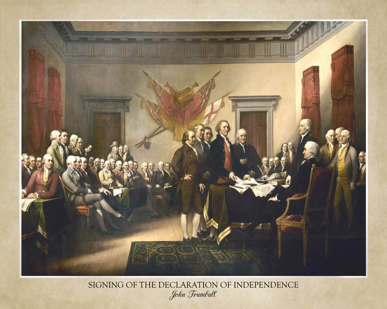 Signing of The Declaration of Independence by John Trumbull 18x24 print displaying the artist's name does not include frame image 2