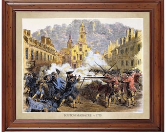 Boston Massacre of 1770; 18x24" print from hand-colored lithograph (does not include frame)