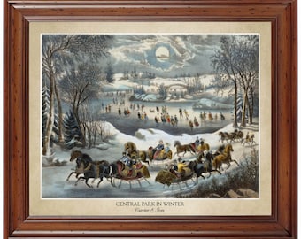 Central Park in Winter by Currier & Ives; 18x24" print displaying the publisher and title of the painting (does not include frame)