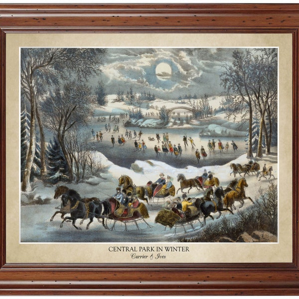 Central Park in Winter by Currier & Ives; 18x24" print displaying the publisher and title of the painting (does not include frame)