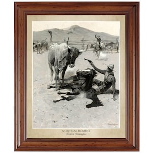 A Critical Moment by Frederic Remington (1902); 18x24&quot; print displaying the artist&#39;s name and title of painting (does not include frame)