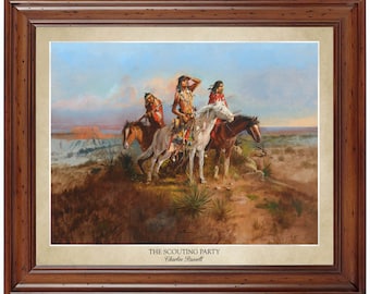 The Scouting Party by Charles Russell; 18x24" print displaying the artist's name and title of painting (does not include frame)