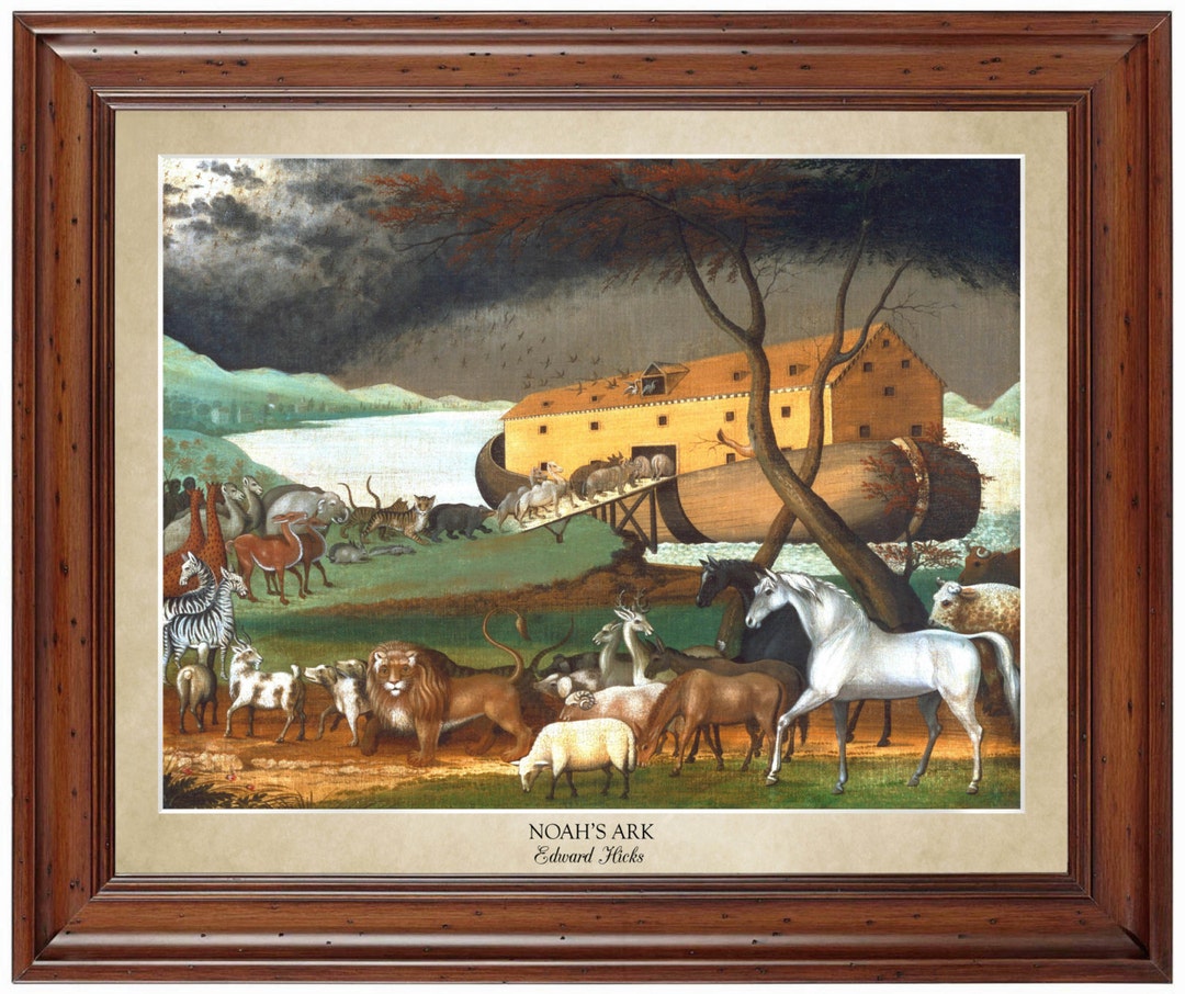 Noah's Ark by Edward Hicks (1846); 18x24" Print Displaying the Artist's ...