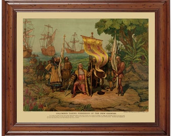 Columbus Taking Possession ... ; 18x24" print (does not include frame)