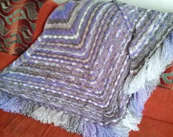 Crochet shawl with fringe