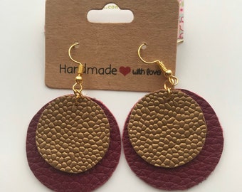 Boucles d’oreille en plaqué or 18K et cuir